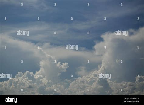 Cumulonimbus Cloud Formations On Tropical Blue Sky Nimbus Moving
