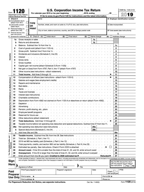 2019 Form Irs 1120 Fill Online Printable Fillable Blank Pdffiller