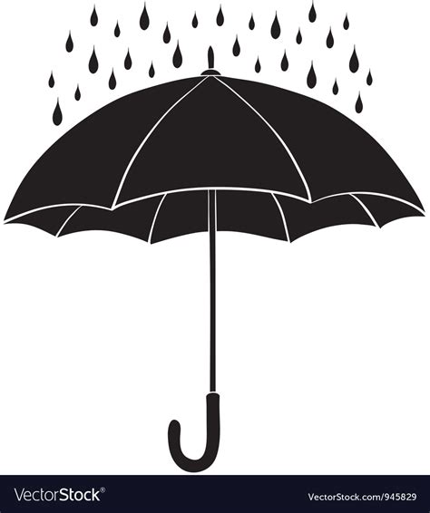 Umbrella And Rain Silhouettes Royalty Free Vector Image