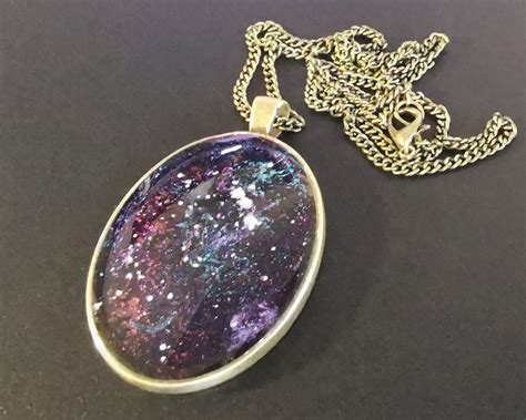 Large 3D Galaxy Pendant Star Necklace Colour Changing Etsy Star
