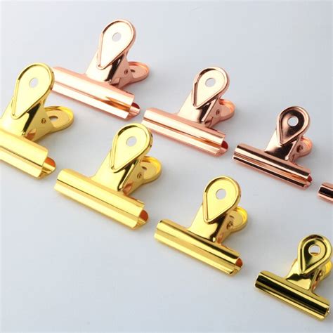 Plated Metal Paper Clips Gold Black Clamp Diy Notebook Accessory Office School Stationery