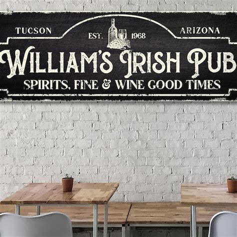 Personalized Irish Pub Sign Custom Bar Large Canvas Wall Art Etsy