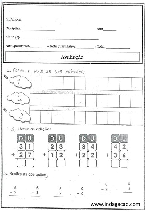 Avaliação De Matemática 1 Ano 2 Bimestre