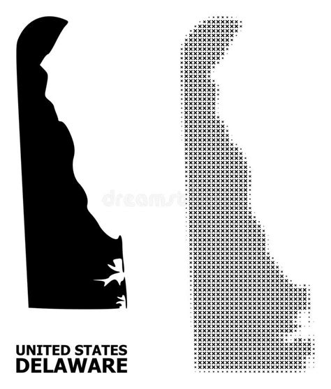 Vector Halftone Pattern And Solid Map Of Delaware State Stock Vector