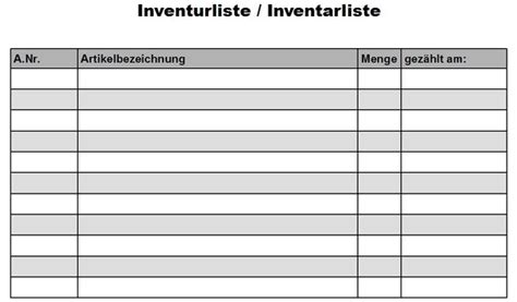 Klasse sowie an lernende von deutsch als fremdsprache. Inventurliste PDF Vorlage | Ausdrucken, Vorlagen, Liste