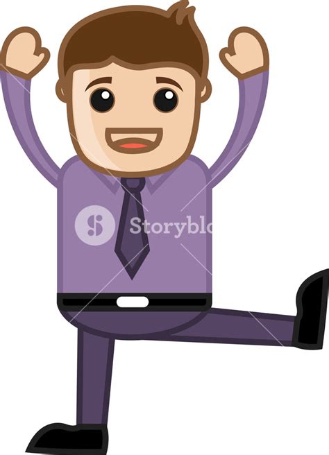 Man Standing On One Leg Business Cartoon Character Vector Royalty