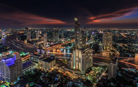 Wallpaper Night The City Lights Building Thailand Bangkok Images