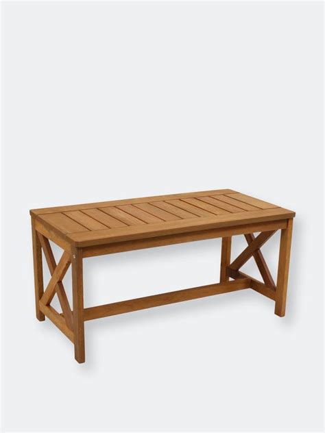 Sunnydaze Decor Meranti Wood Outdoor Patio Coffee Table With Teak Oil