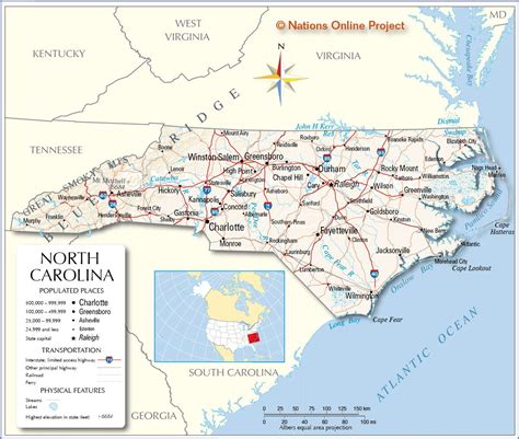 Reference Map Of North Carolina Usa Nations Online