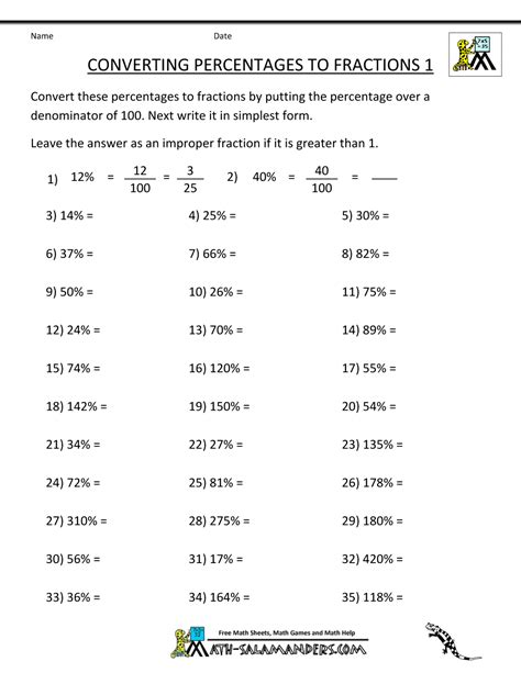 Changing Fractions Into Percentages