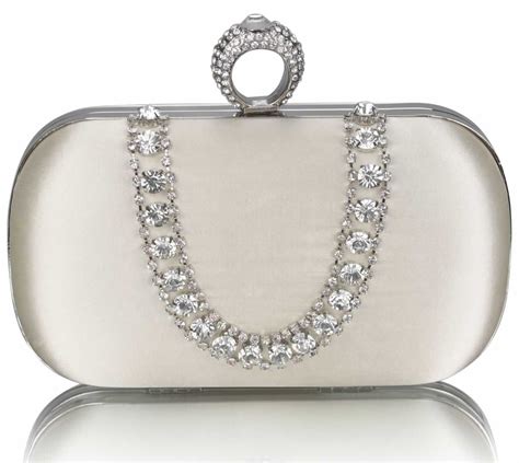 Wholesale Ivory Sparkly Crystal Satin Clutch Purse