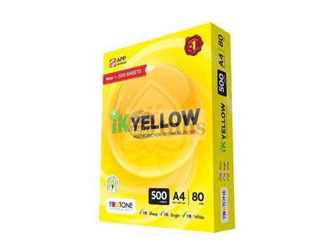 Sheet size:210mm x 297mm 8.5 x 11 inches. IK YELLOW A4 80GSM (500'S) - Largest office supplies ...