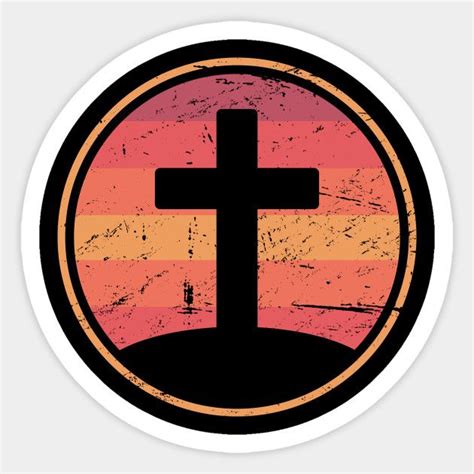 retro christian cross of jesus sticker god sticker christian stickers faith stickers