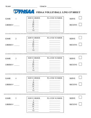 Fhsaa Volleyball Lineup Sheet Fill Online Printable Fillable Blank Pdffiller