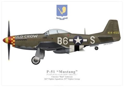 Print P 51d Mustang Old Crow Bud Anderson 357th Fg Par G Marie