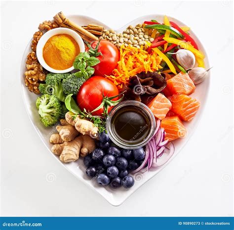 Heart Shaped Plate Of Healthy Heart Foods Stock Image Image Of