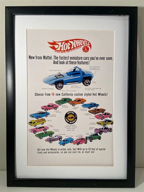Vintage 1968 Hot Wheels Redline Poster Print 11 X Etsy