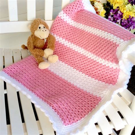 Easy Baby Blanket Crochet Pattern Beginner Or Intermediate Etsy