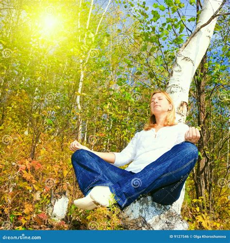 Woman Meditating Stock Photo Image Of Healthy Outdoor 9127546