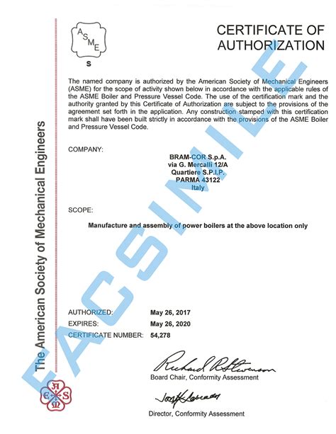 Bram Cor Pharmaceutical Equipment Asme S And Asme U Certificates