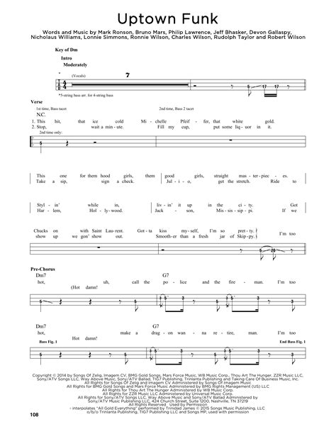 Mark Ronson Uptown Funk Feat Bruno Mars Sheet Music Notes Download Printable Pdf Score 179338