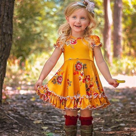 Little Girls Toddler Dresses Short Bubble Sleeve Kids Floral Casual