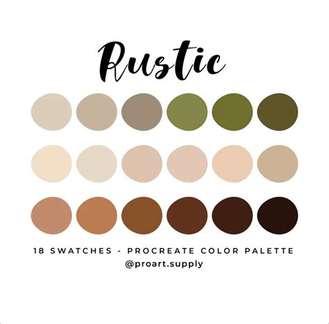 Rustic Procreate Color Palette Hex Codes Brown Tan Green Etsy Rustic