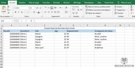 Tutoriel Excel créer une base de données