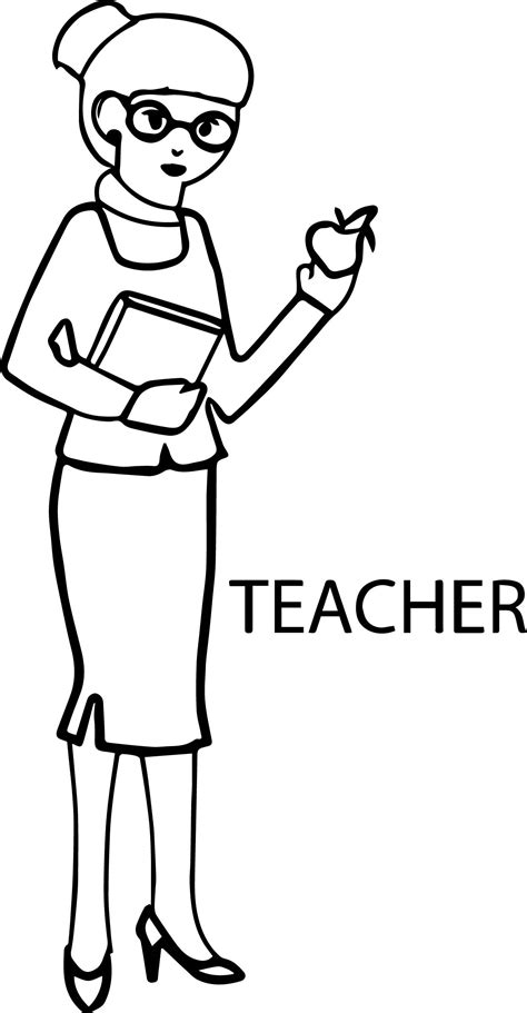 Free Coloring The Apple For Teacher Coloring Pages