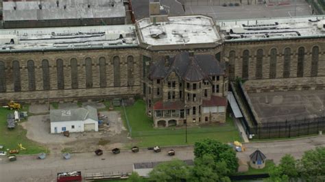 5k Stock Footage Aerial Video Orbiting Western State Penitentiary