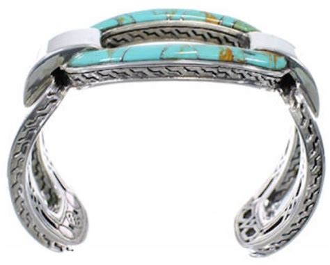 Sterling Silver Turquoise Inlay Southwest Cuff Bracelet Cx49930