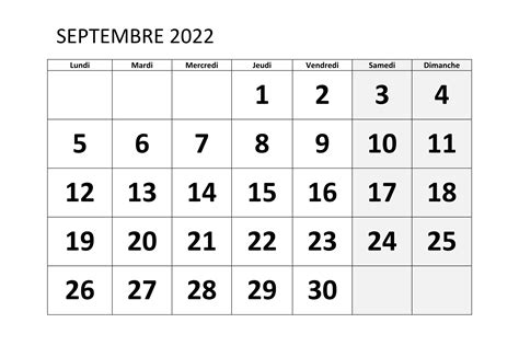 Septembre 2022 Calendrier The Imprimer Calendrier