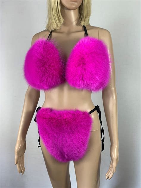 arctic fox fur bikini double sided fur two pieces bikini fur etsy 0 hot sex picture