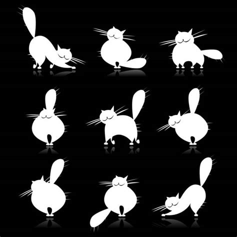 White Fat Cat Silhouette Illustrations Royalty Free Vector Graphics