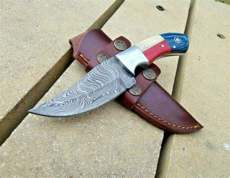 Handmade Damascus Steel Hunting Knife American Flag Handle Etsy