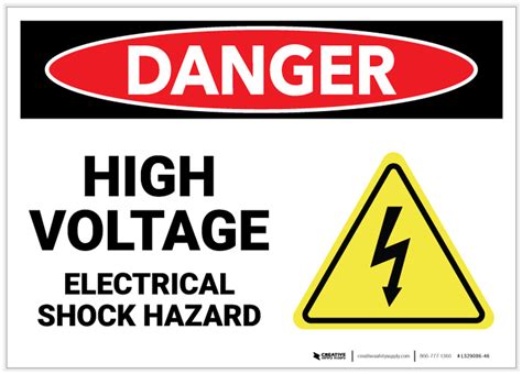 Danger High Voltage Electrical Shock Hazard With Hazard Icon Label
