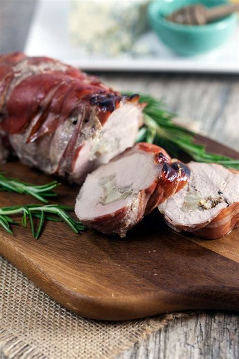 Prosciutto Wrapped Pork Tenderloin With Honey Poached Pears