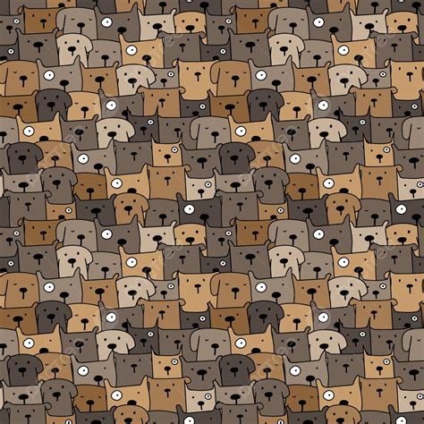 Cute Dog Seamless Pattern Background Vector Illustration Sketch Puppy