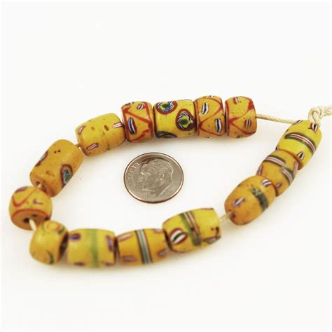 Antique Yellow African Trade Beads (12) | African trade bead jewelry, Trade beads, African trade 