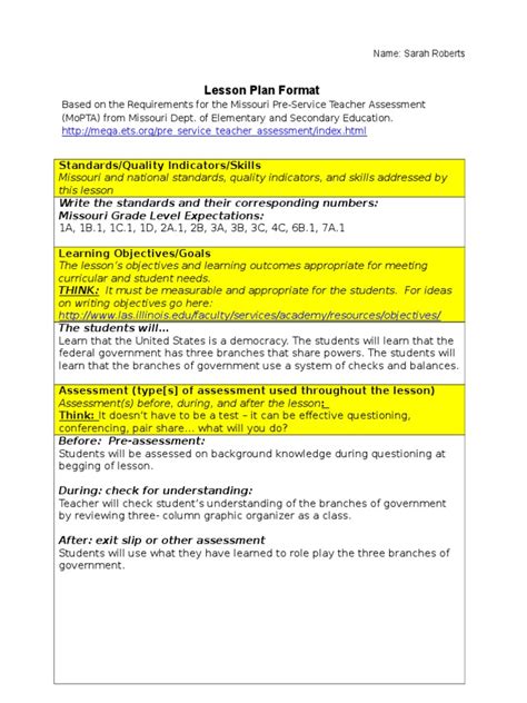 Branches Of Government Lesson Plan Educational Assessment Lesson Plan