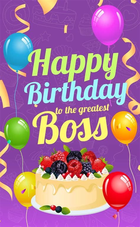 Happy Birthday To The Greatest Boss Image With Cartoon Cake