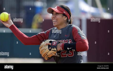 oklahoma s tiare jennings during an ncaa softball game on friday may 19 2023 in norman okla