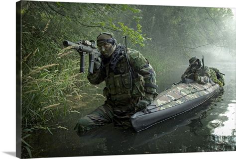 Navy Seals Navigate The Waters In A Folding Kayak During Jungle Warfare