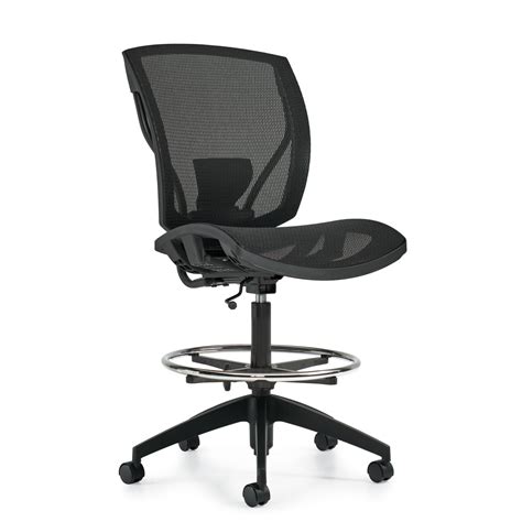 Mesh Back Chair Upholstered Seat Armless Drafting Task Chair