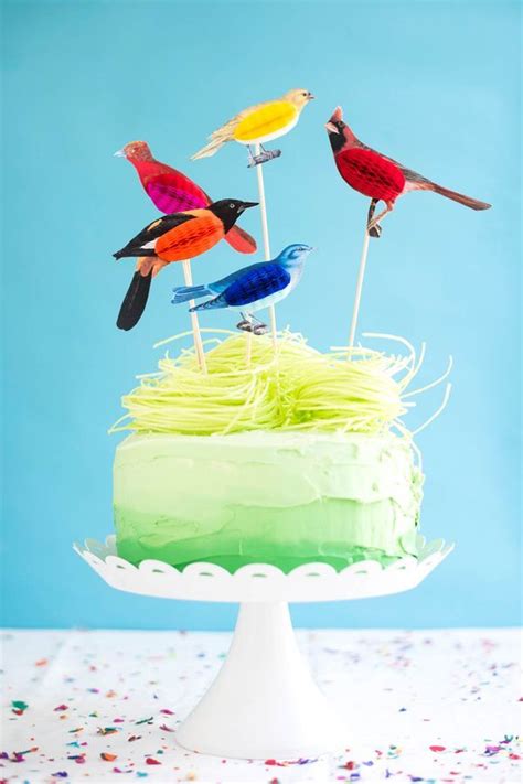Honeycomb Bird Cake Toppers Diy Oh Happy Day Bird Cakes Bird Cake