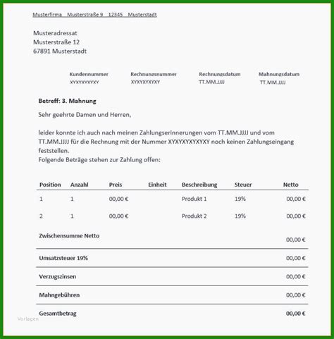 Das ausfüllen der formulare ist auch online möglich. Mahnungen Rechnung Muster - Kostenlose Vorlagen zum ...