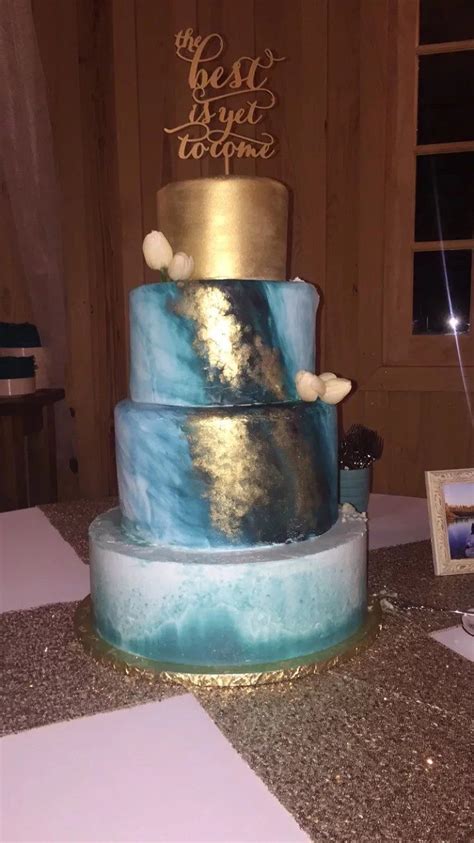 Gold And Turquoise Cake Wedding Cakes Desserts