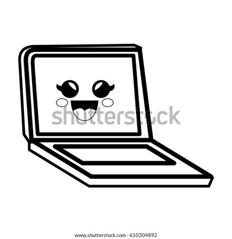 Pc Laptop Cartoon Smiley Stock Vector Royalty Free 650304892