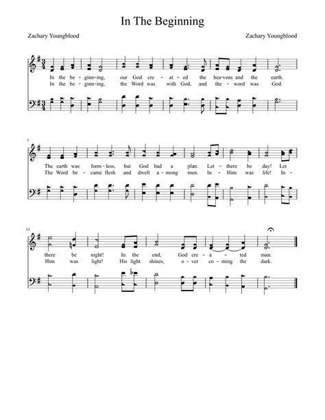 In The Beginning Sheet Music For Voice Download Free In Pdf Or Midi