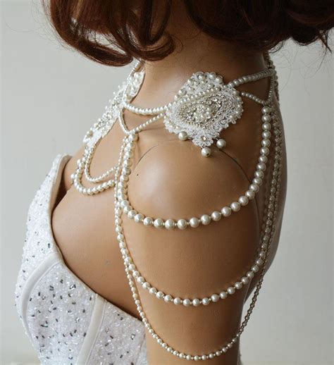shoulder necklace lace and pearls pearl shoulder jewelry wedding shoulder necklace jewelry